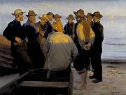 Michael Ancher Fishermen by the Sea on a Summer Evening oil painting